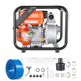 Gas Powered Water Pump, 2 in, 142 GPM 7HP Semi Trash Water Transfer Pump Portable, Gasoline Engine with 25 ft Discharge Hose, Heavy Duty Frame