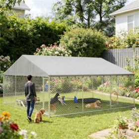 Outdoor kennel, dog house, dog cage, silver (Color: Silver)